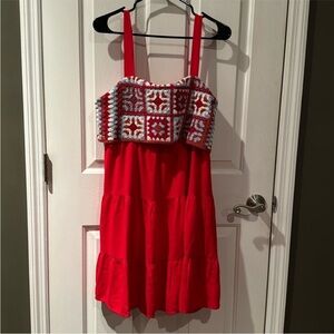 Red white and blue crochet Dress